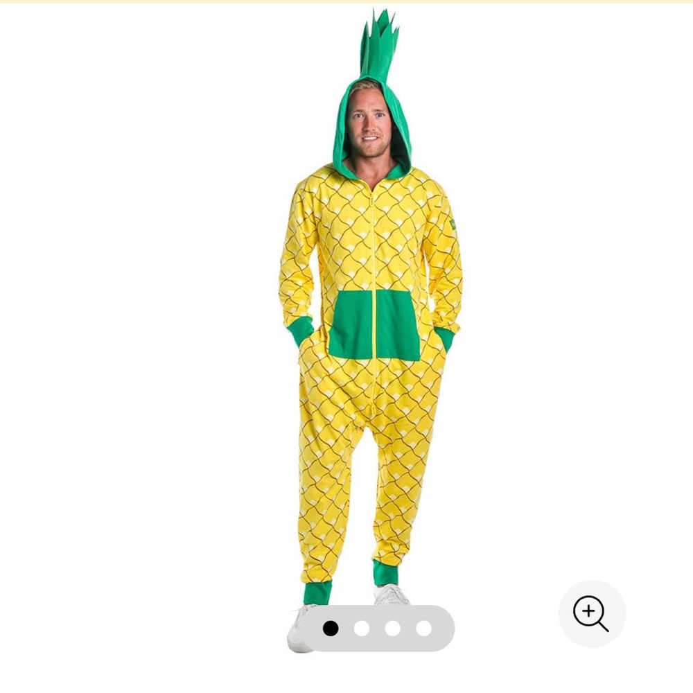 Tipsy Elves Men’s Yellow Pineapple Print Onesie Jumpsuit  Sz M & L Ret 79.95
